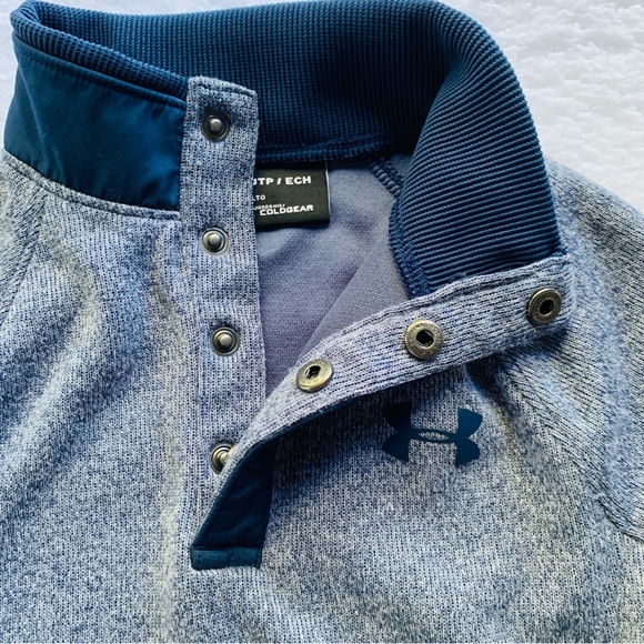 Under Armour Boys Blue & Gray Heather Quarter Button Sweater | YXS - Picture 7 of 8